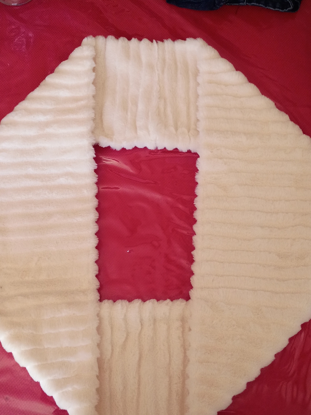 Plush Faux Fur Cream Infinity Scarf